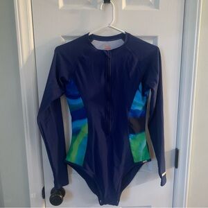 Nine Cats Axesea Long Sleeve Padded Navy Blue Swimsuit Sz. 10 Women’s